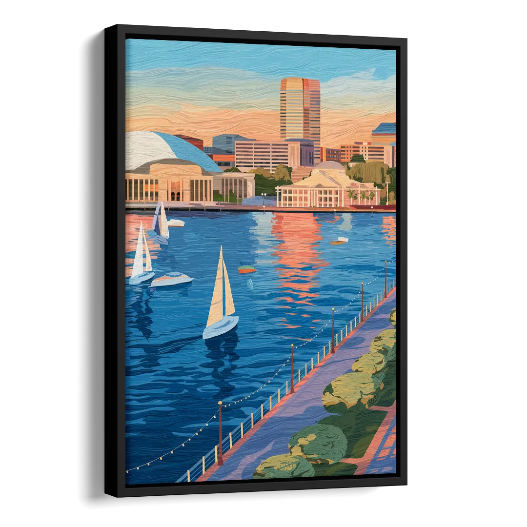 Baltimore Waterfront Charm Side - Black Canvas Wall Art