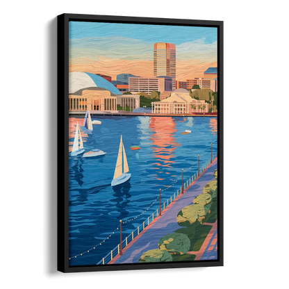 Baltimore Waterfront Charm Side - Black Canvas Wall Art