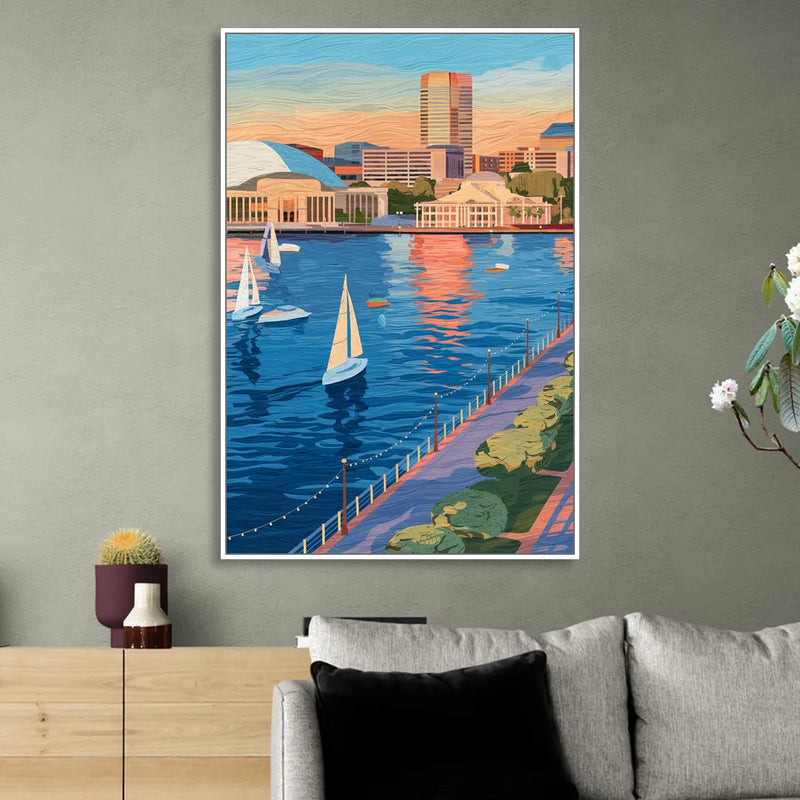 Baltimore Waterfront Charm Sitting Room - White Canvas Wall Art