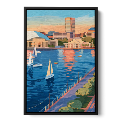 Baltimore Waterfront Charm Front - Black Canvas Wall Art