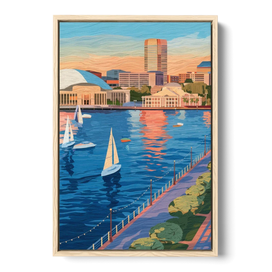 Baltimore Waterfront Charm - Oak Framed Canvas Wall Art - Front