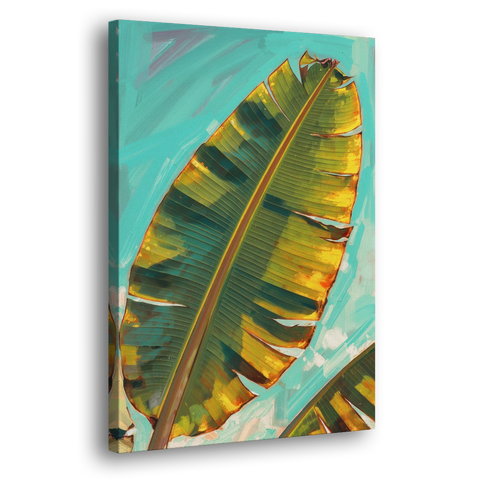 Banana Leaf Wall Art in Golden Backlight - Canvas Wall Art - Side