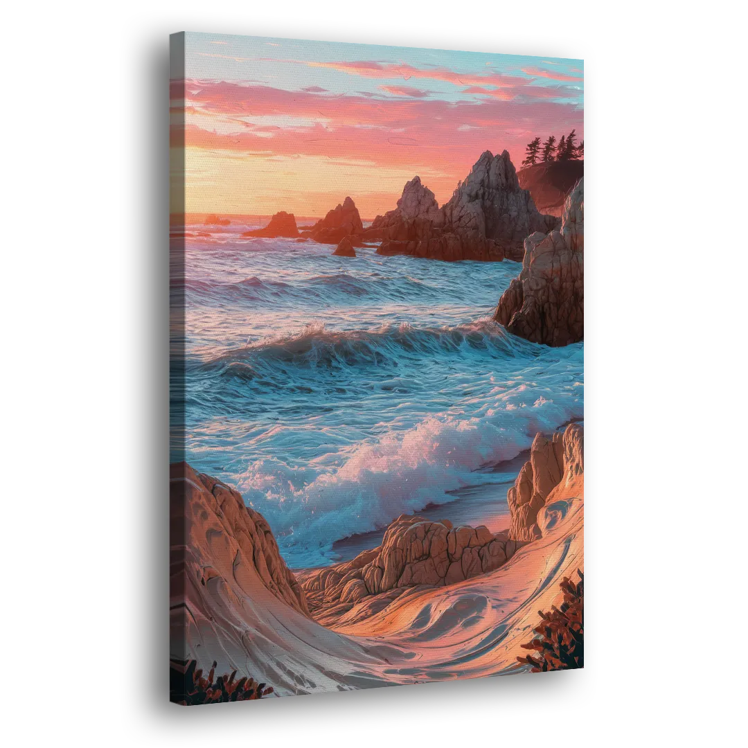 Bandon Beach Waves Side - Canvas Wall Art