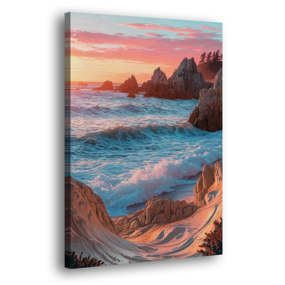 Bandon Beach Waves Side - Canvas Wall Art