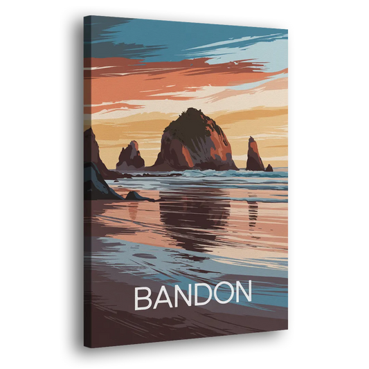 Bandon Coastal Sunset Side - Canvas Wall Art