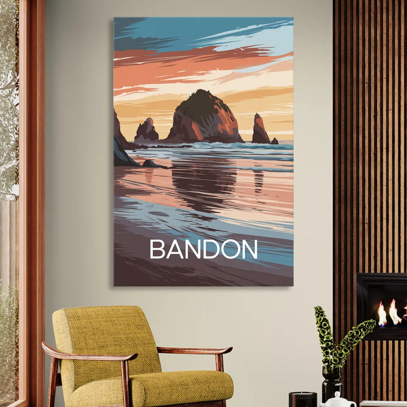 Bandon Coastal Sunset Living Room - Canvas Wall Art