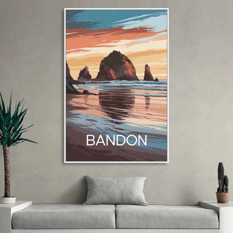 Bandon Coastal Sunset Sitting Room - White Canvas Wall Art