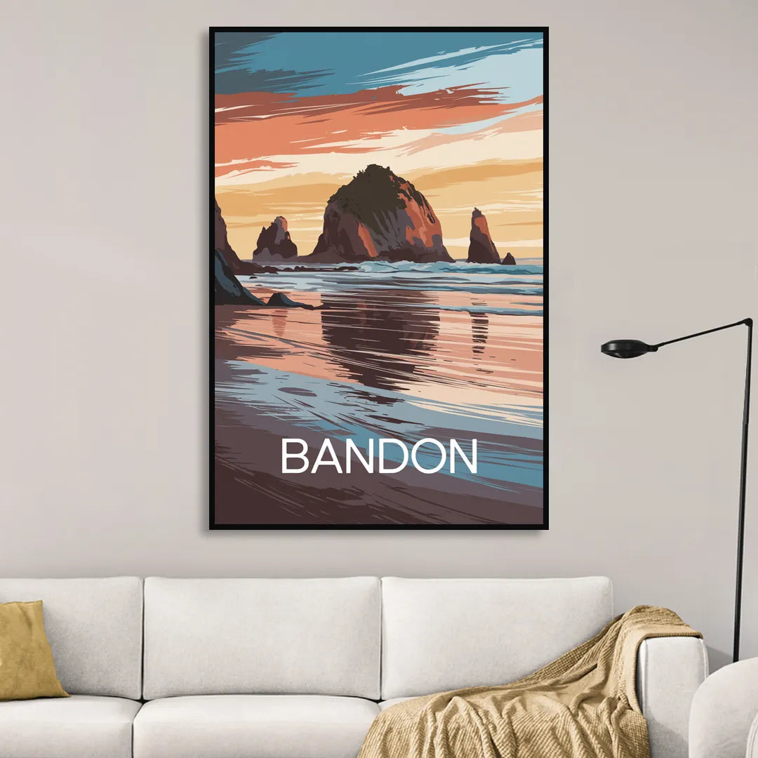 Bandon Coastal Sunset Sitting Room - Black Canvas Wall Art
