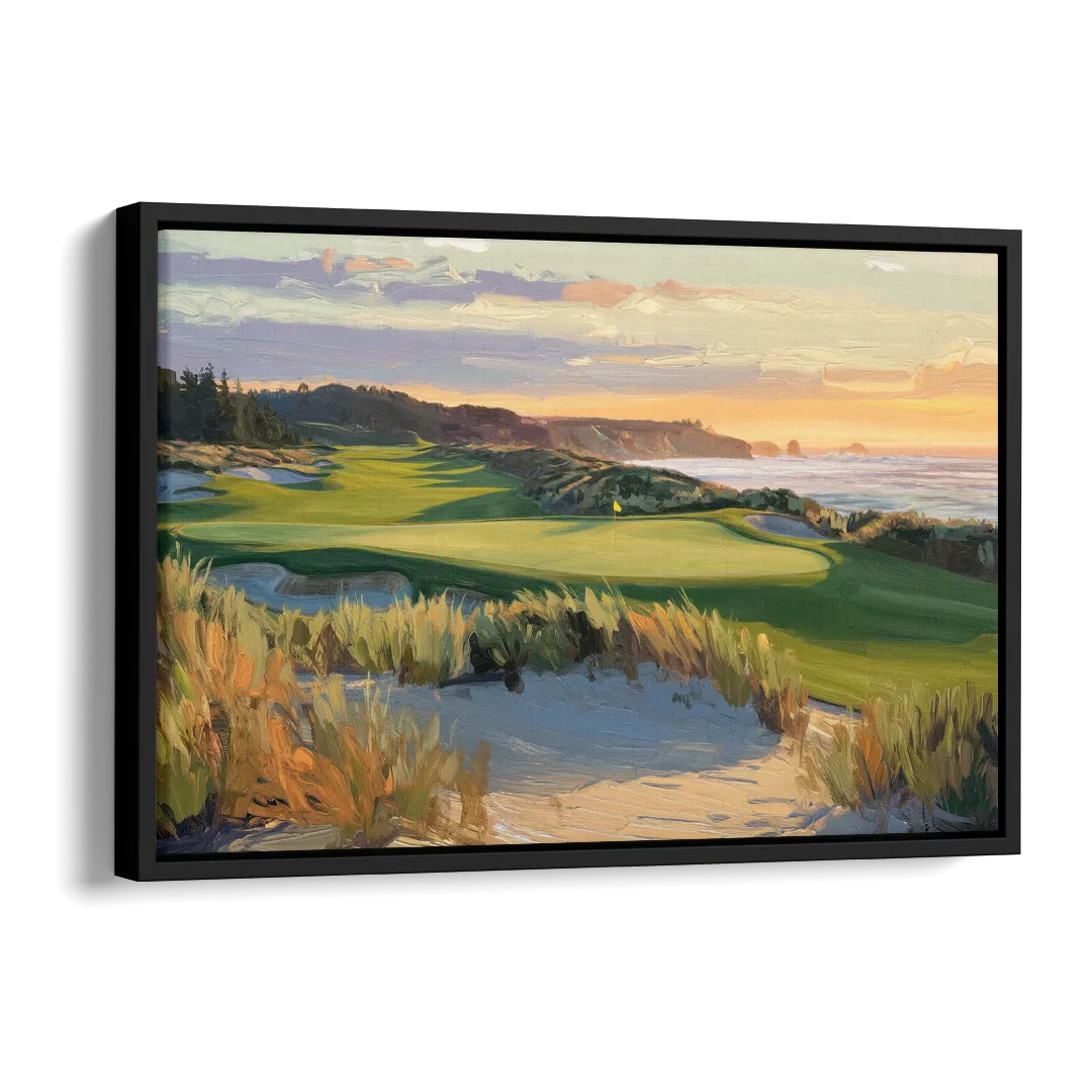 Bandon Dunes Golf Landscape Side - Black Canvas Wall Art