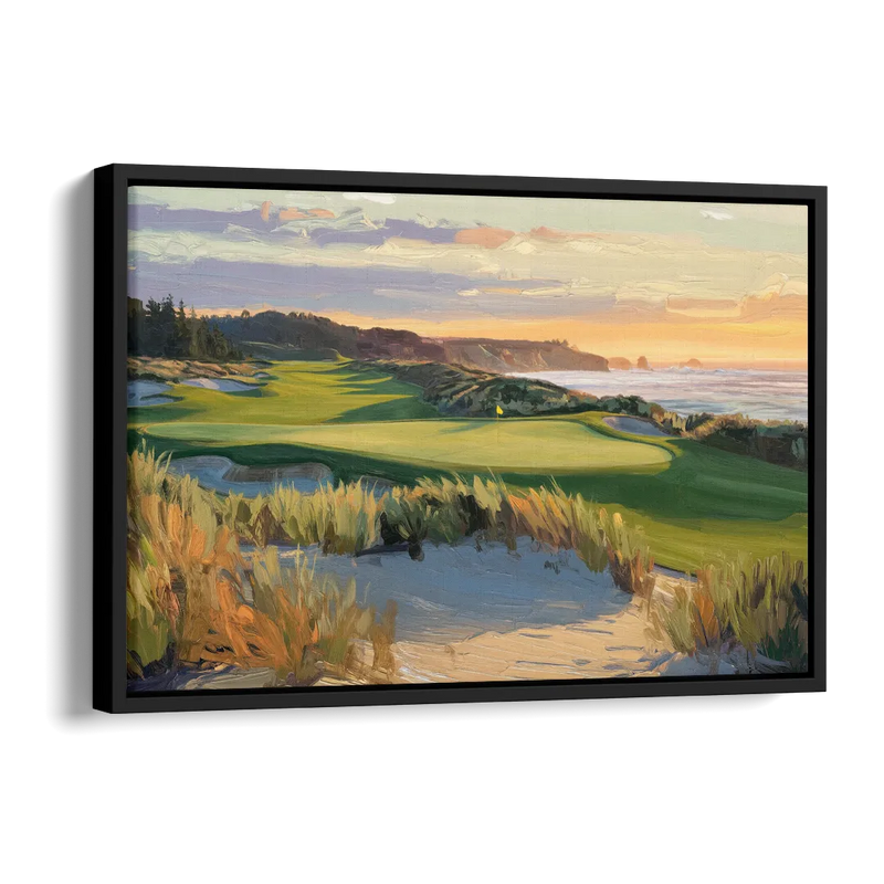 Bandon Dunes Golf Landscape Side - Black Canvas Wall Art