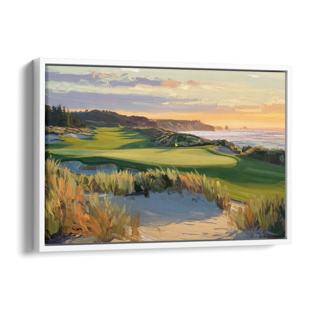 Bandon Dunes Golf Landscape Side - White Canvas Wall Art