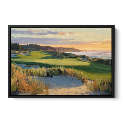 Bandon Dunes Golf Landscape Front - Black Canvas Wall Art