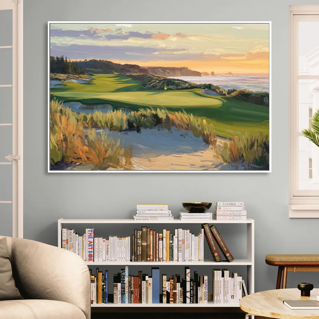 Bandon Dunes Golf Landscape Sitting Room - White Canvas Wall Art