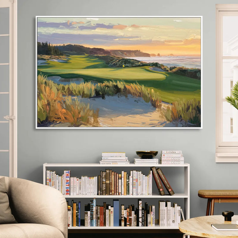 Bandon Dunes Golf Landscape Sitting Room - White Canvas Wall Art