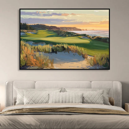 Bandon Dunes Golf Landscape Living Room - Black Canvas Wall Art