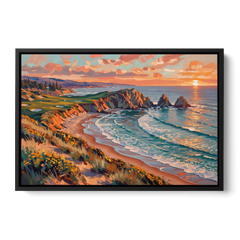Bandon Golf Course Panorama - Black Framed Canvas Wall Art - Front