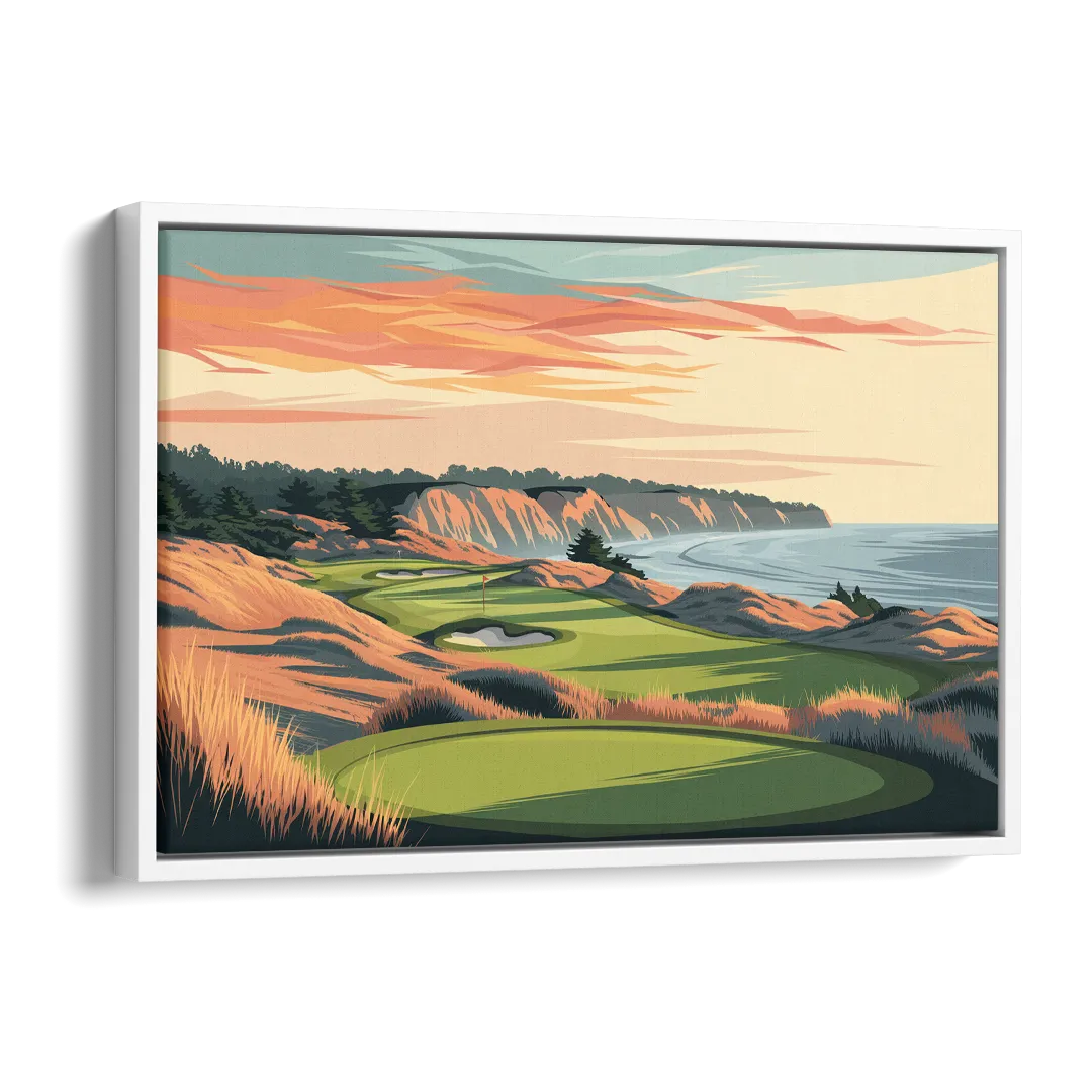 Bandon Golf Course Panorama Side - White Canvas Wall Art