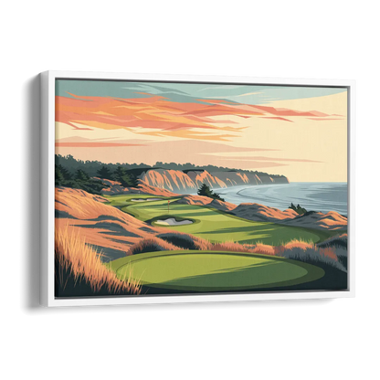 Bandon Golf Course Panorama Side - White Canvas Wall Art