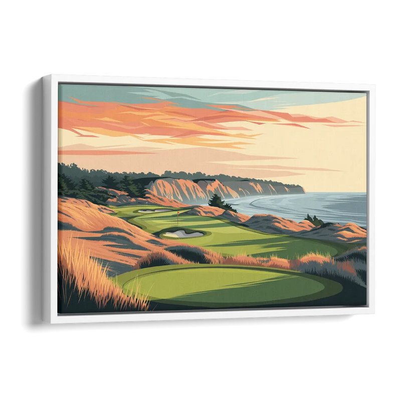 Bandon Golf Course Panorama Side - White Canvas Wall Art
