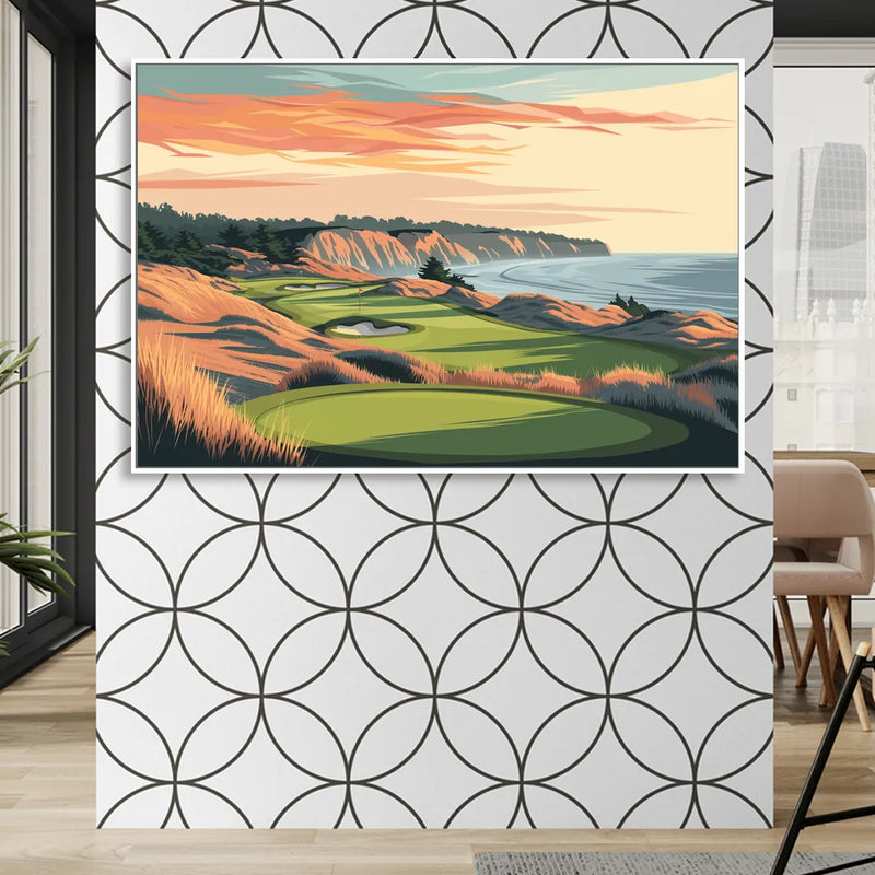 Bandon Golf Course Panorama Sitting Room - White Canvas Wall Art