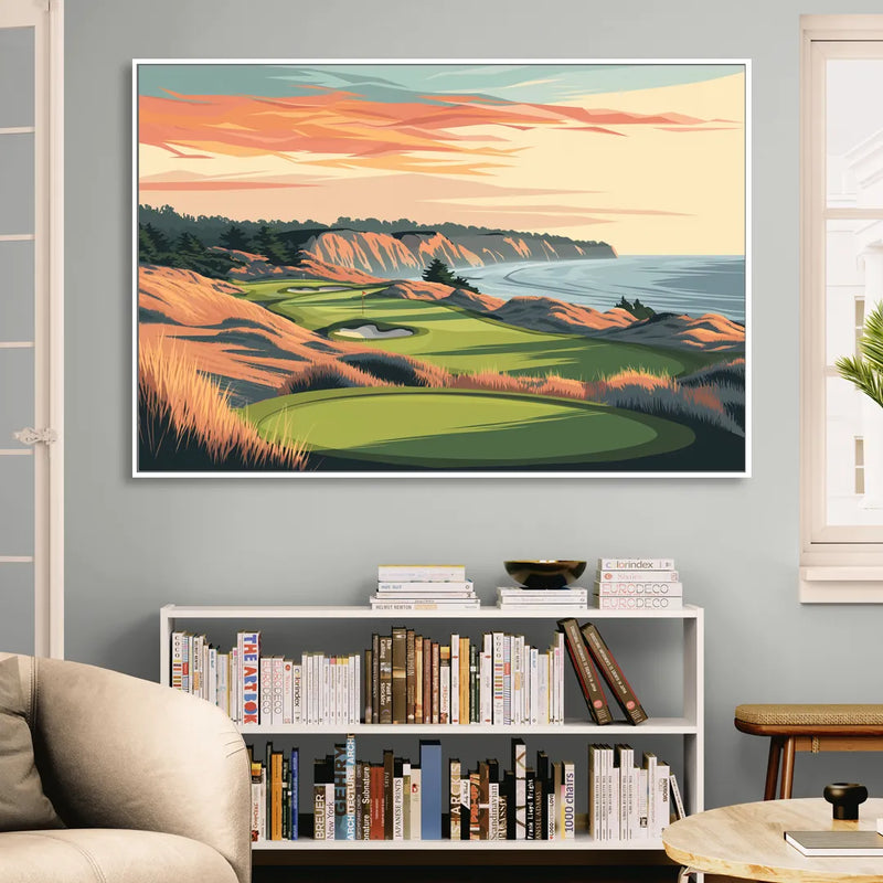Bandon Golf Course Panorama Living Room - White Canvas Wall Art