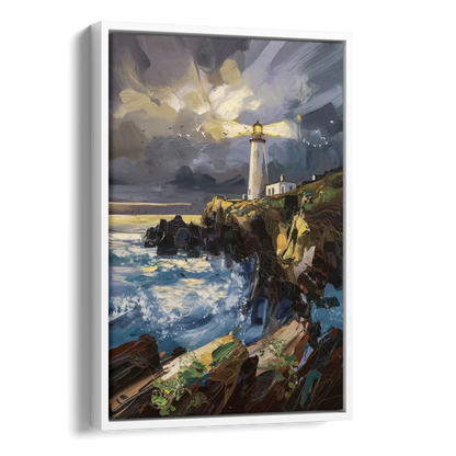 Bandon Lighthouse View Side - White Canvas Wall Art