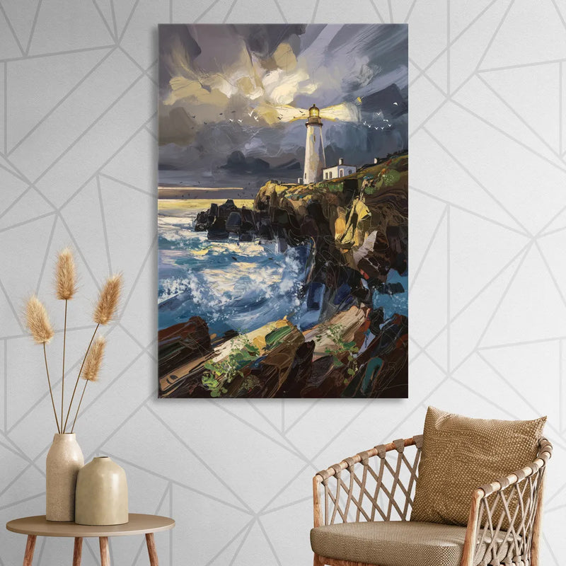 Bandon Lighthouse View Living Room - Canvas Wall Art