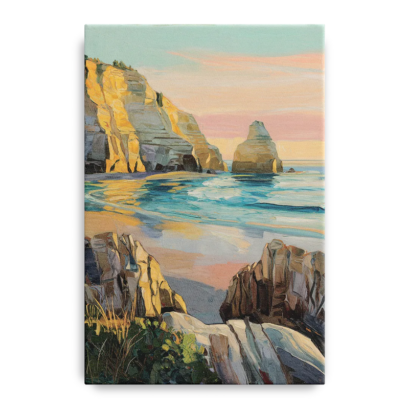 Bandon Ocean Cliffs Front - Canvas Wall Art