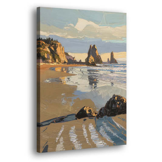 Bandon Oregon Shoreline Side - Canvas Wall Art