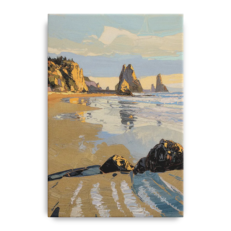 Bandon Oregon Shoreline Front - Canvas Wall Art
