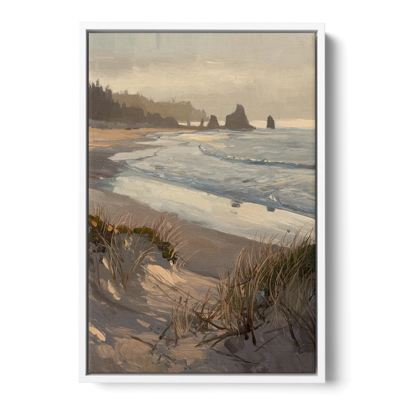 Bandon Pacific Coast Front - White Canvas Wall Art