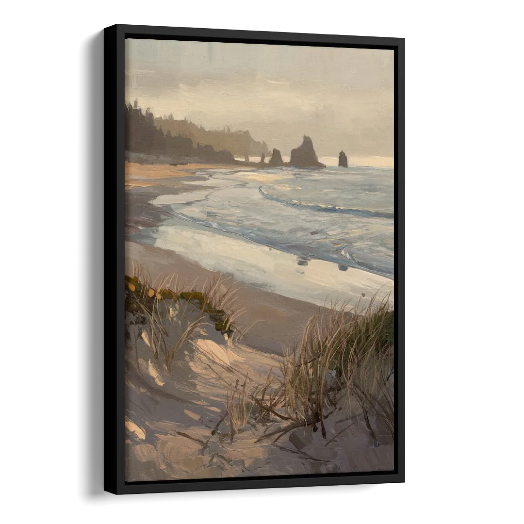 Bandon Pacific Coast Side - Black Canvas Wall Art
