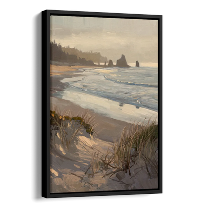 Bandon Pacific Coast Side - Black Canvas Wall Art