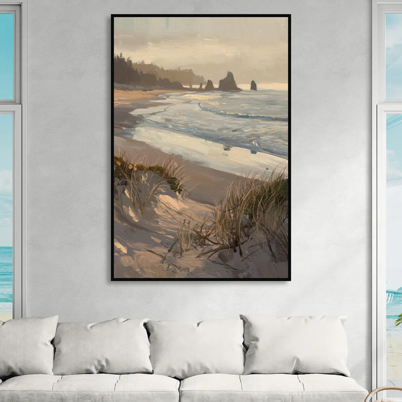 Bandon Pacific Coast Sitting Room - Black Canvas Wall Art