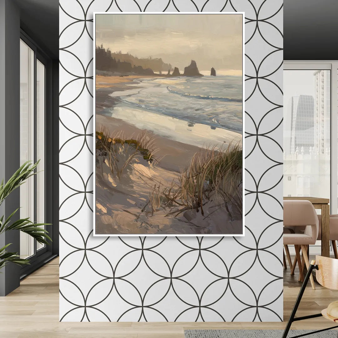 Bandon Pacific Coast Sitting Room - White Canvas Wall Art