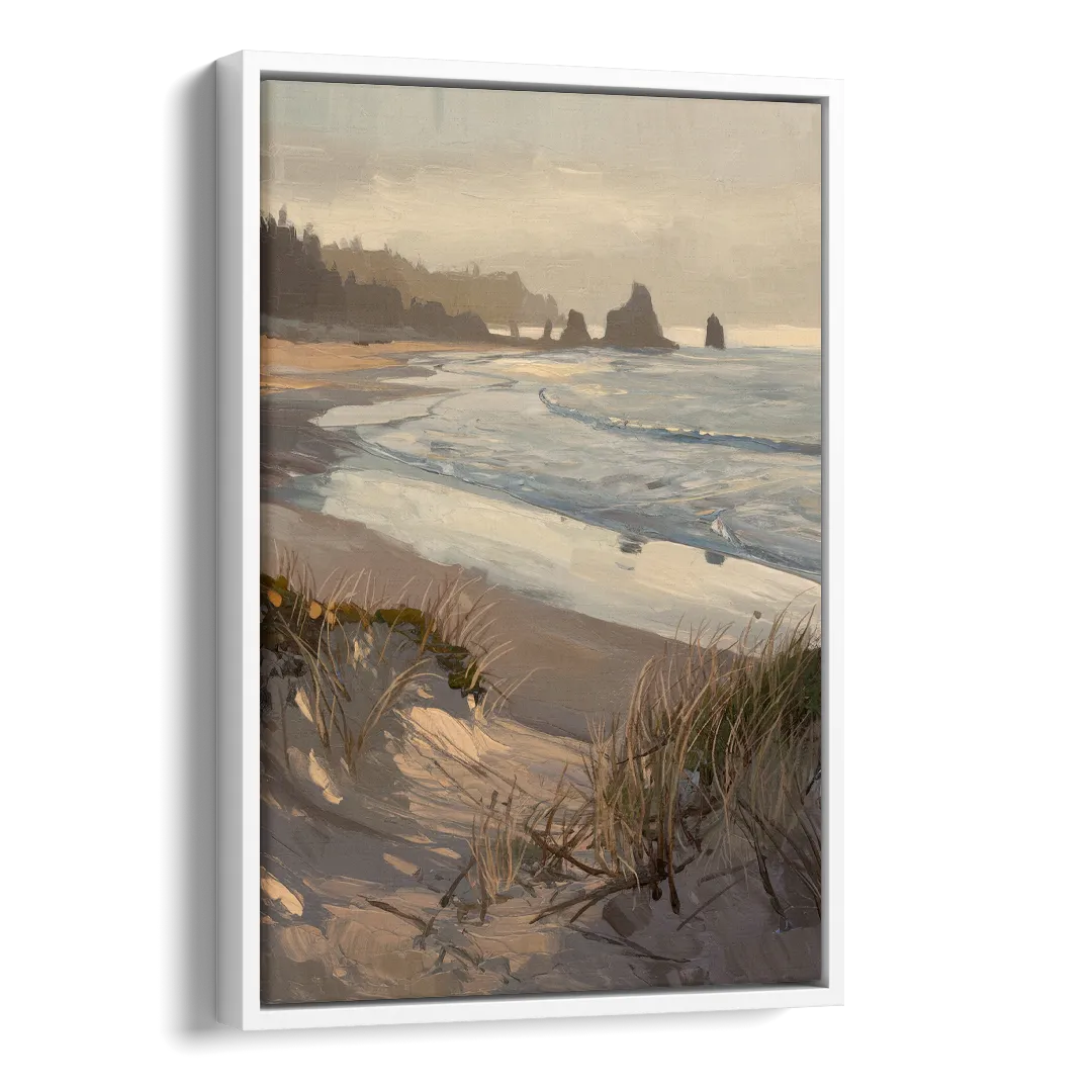Bandon Pacific Coast Side - White Canvas Wall Art