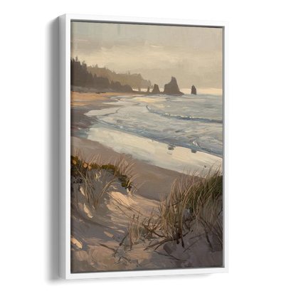 Bandon Pacific Coast Side - White Canvas Wall Art