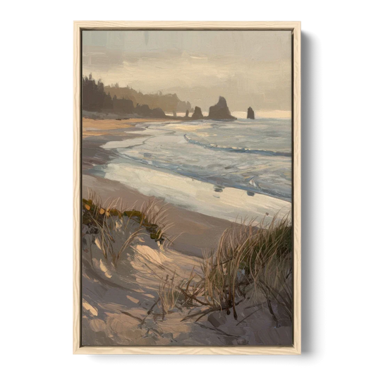 Bandon Pacific Coast - Oak Framed Canvas Wall Art - Front