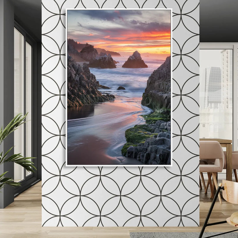 Bandon Rocky Shoreline Living Room - White Canvas Wall Art