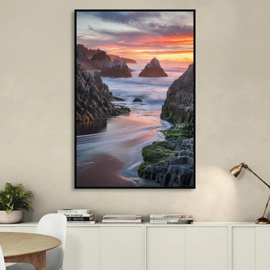 Bandon Rocky Shoreline Sitting Room - Black Canvas Wall Art