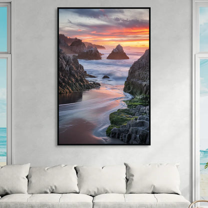 Bandon Rocky Shoreline Living Room - Black Canvas Wall Art