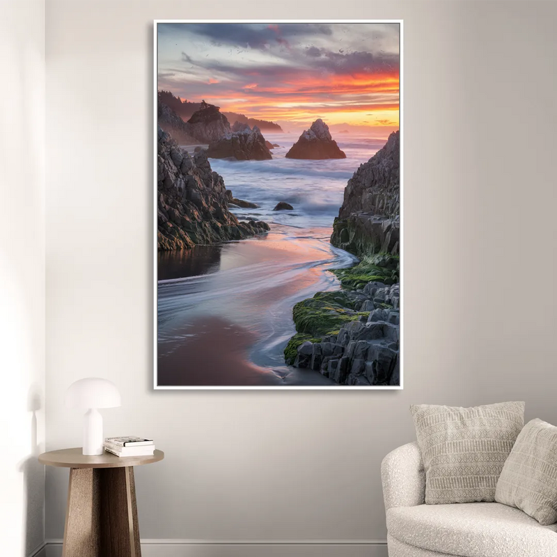 Bandon Rocky Shoreline Sitting Room - White Canvas Wall Art