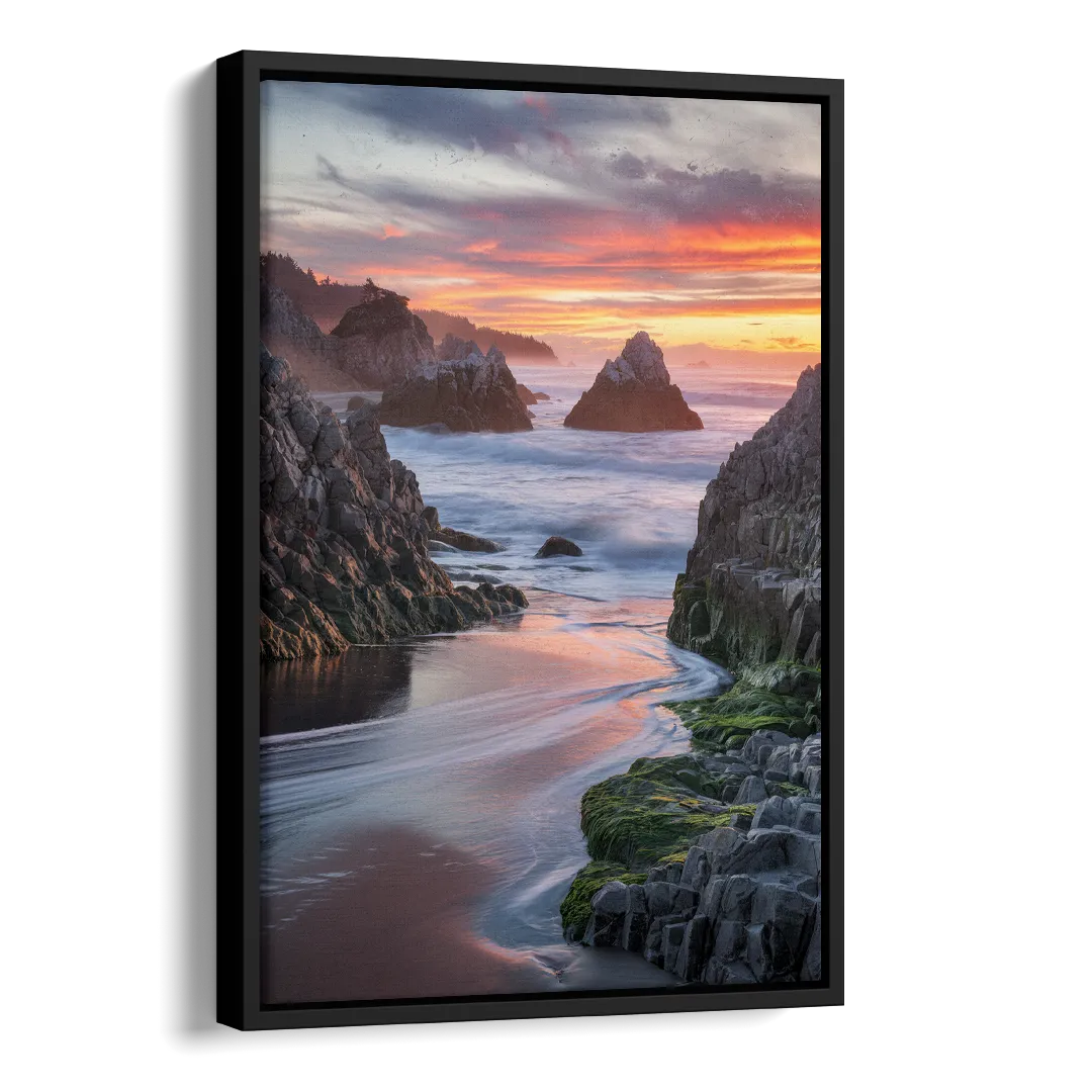 Bandon Rocky Shoreline Side - Black Canvas Wall Art