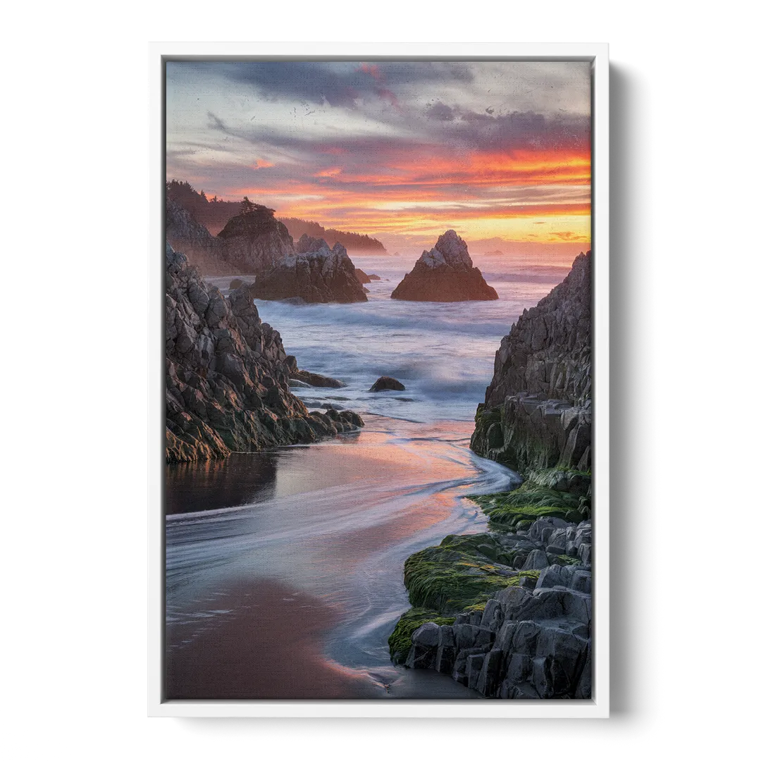 Bandon Rocky Shoreline Front - White Canvas Wall Art