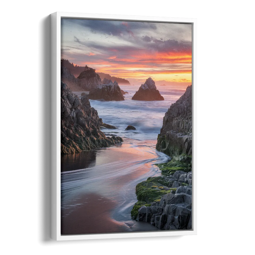 Bandon Rocky Shoreline Side - White Canvas Wall Art