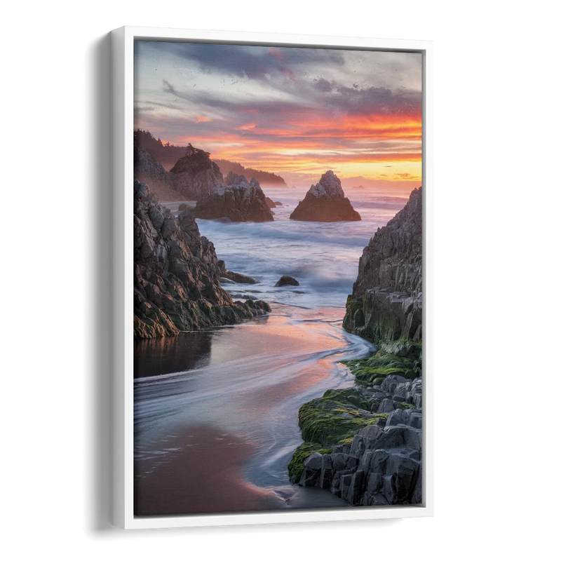 Bandon Rocky Shoreline Side - White Canvas Wall Art