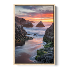 Bandon Rocky Shoreline - Oak Framed Canvas Wall Art - Front