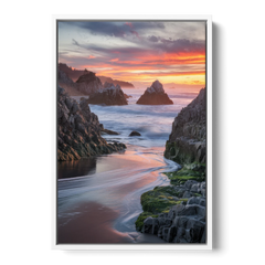 Bandon Rocky Shoreline - White Framed Canvas Wall Art - Front