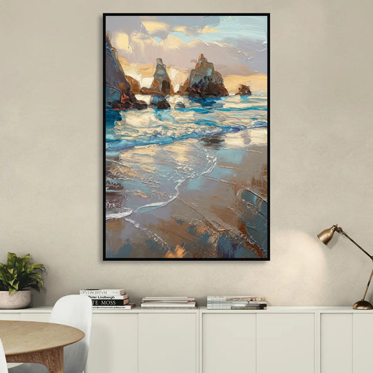 Bandon Seaside Serenity Living Room - Black Canvas Wall Art