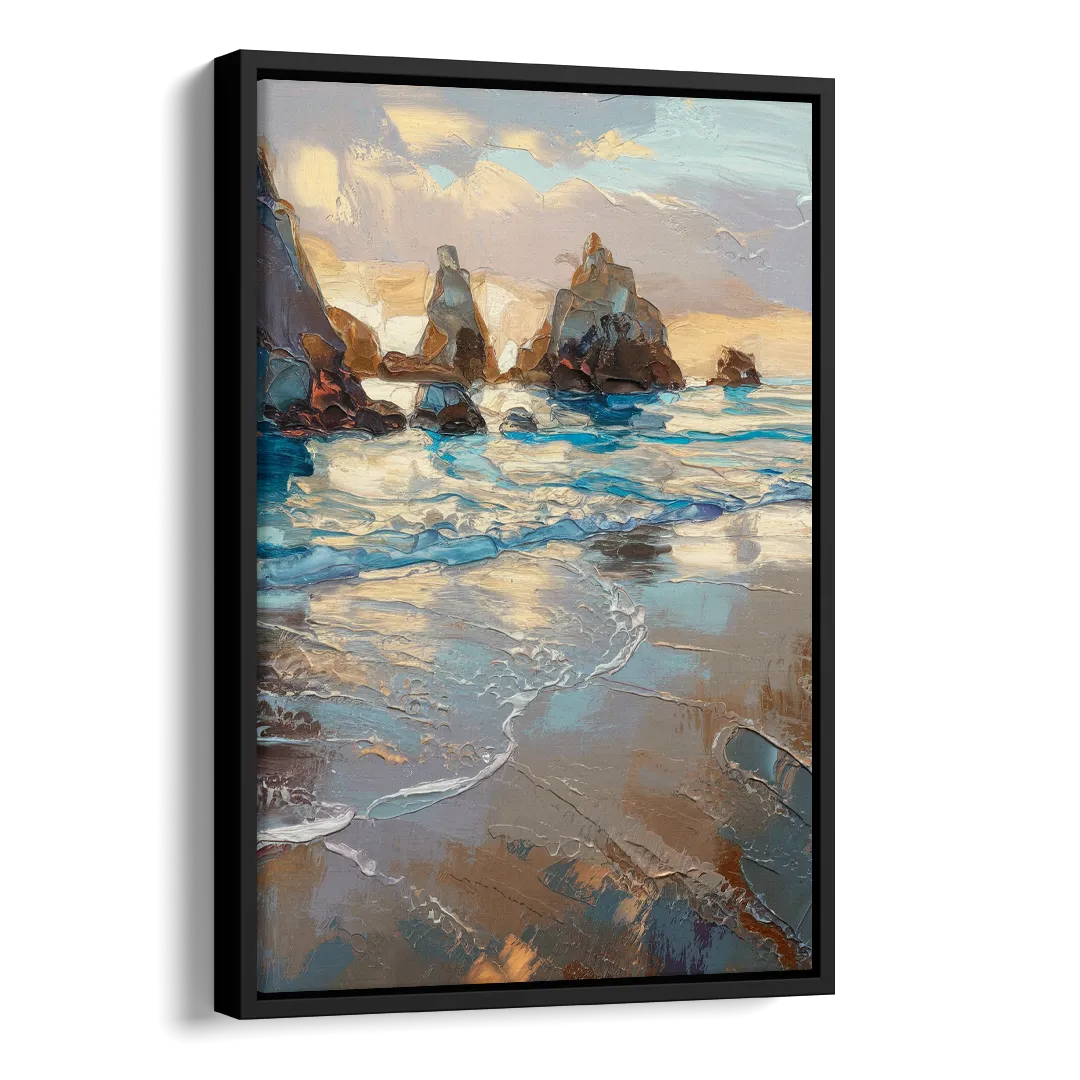 Bandon Seaside Serenity Side - Black Canvas Wall Art